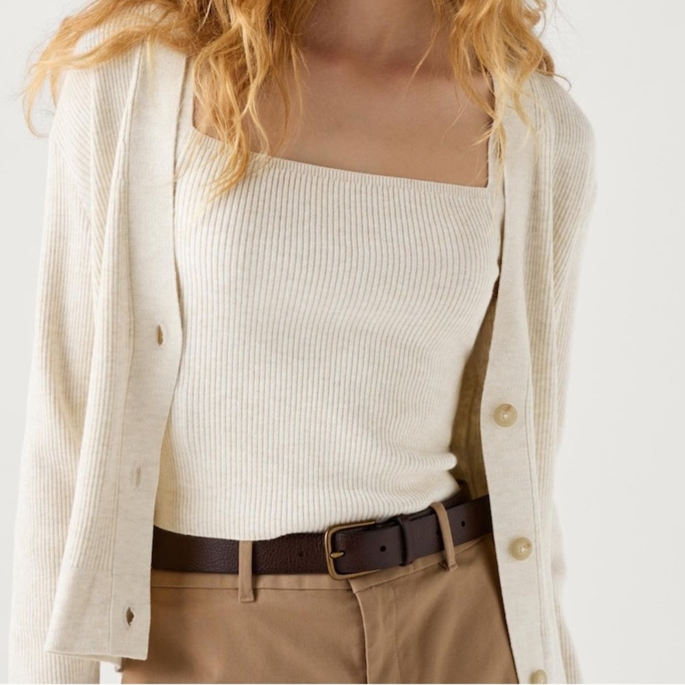 Uniqlo washable ribbed knit camisole M natural